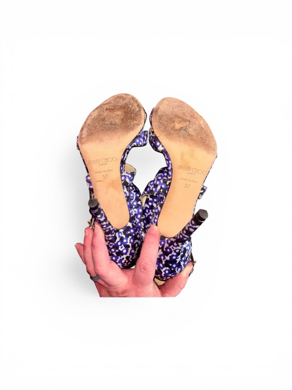 RARE Jimmy Choo blue “Lynn” floral strappy heel sandals (U.S size 6.5) - Picture 3 of 9